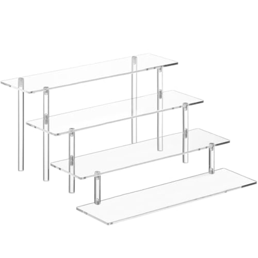 Display Risers Set - 4 Tier Acrylic Perfume Organizer Stand,